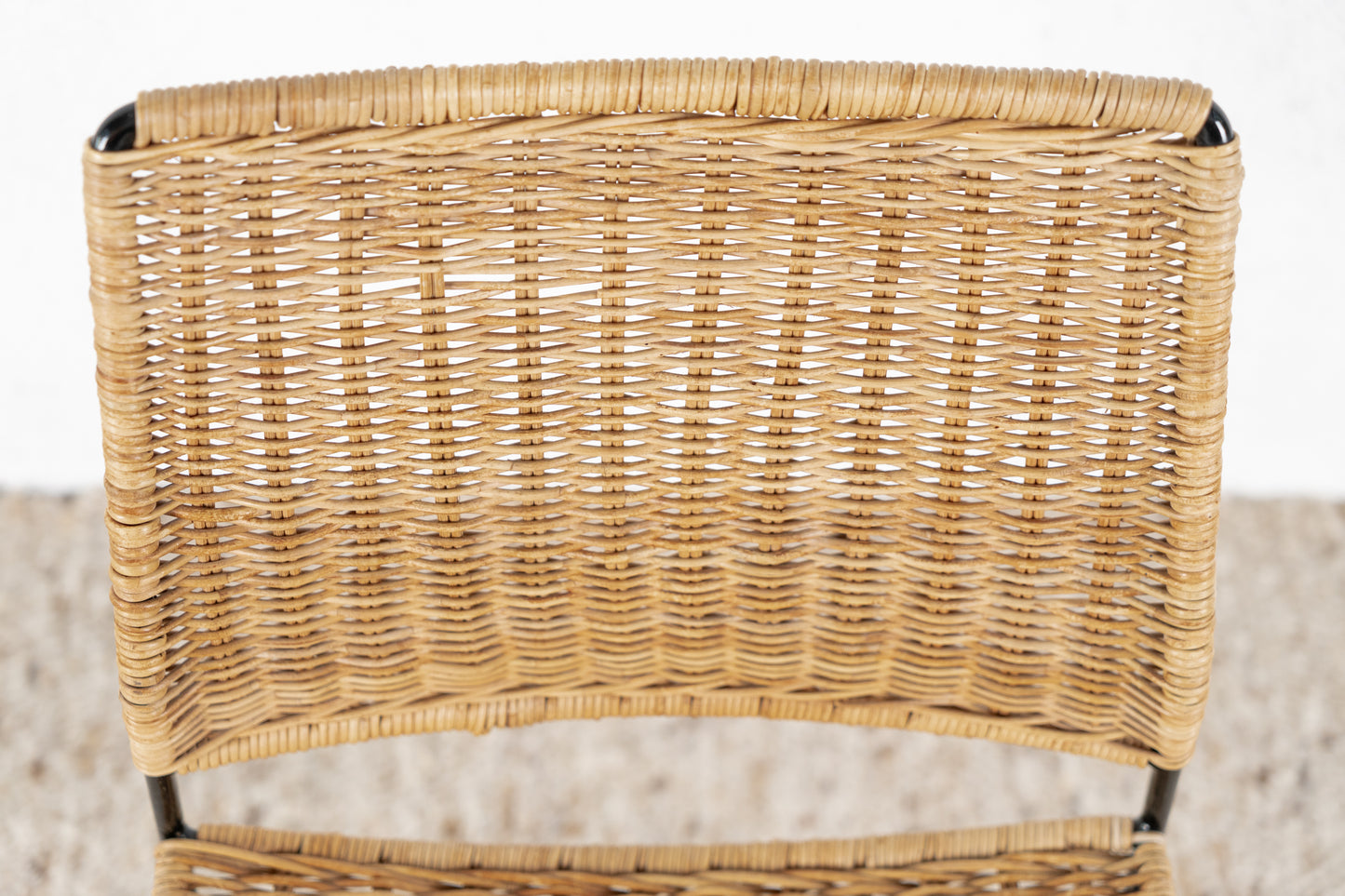 Vintage Stuhl Rattan Metall Mid Century 60s Esstischstuhl Büro Schreibtischstuhl