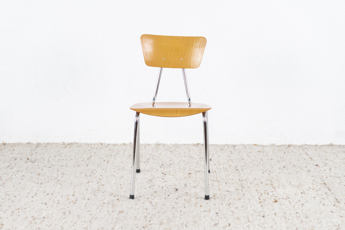 Vintage Stuhl Metall Holz Schulstuhl Chrom Mid Century Esstischstuhl Schreibtischstuhl