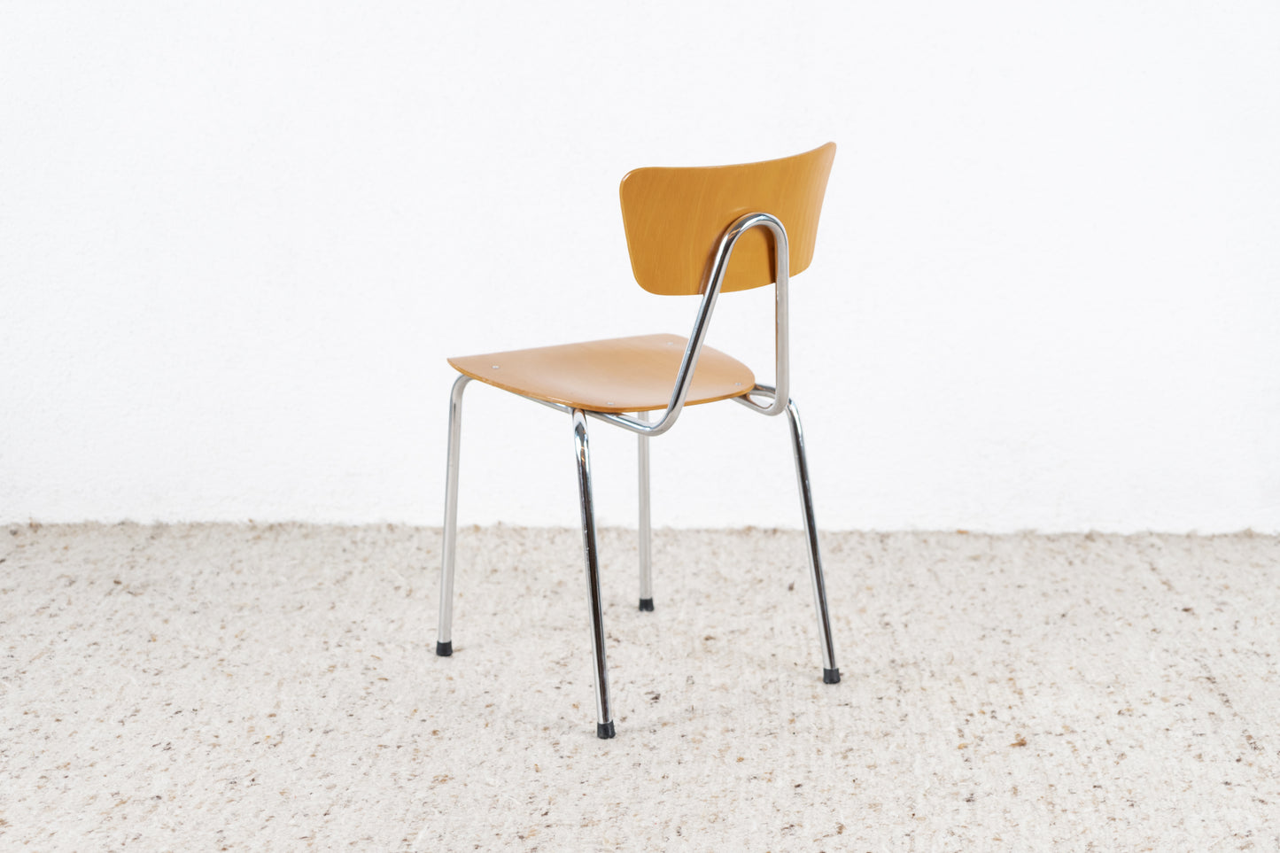 Vintage Stuhl Metall Holz Schulstuhl Chrom Mid Century Esstischstuhl Schreibtischstuhl