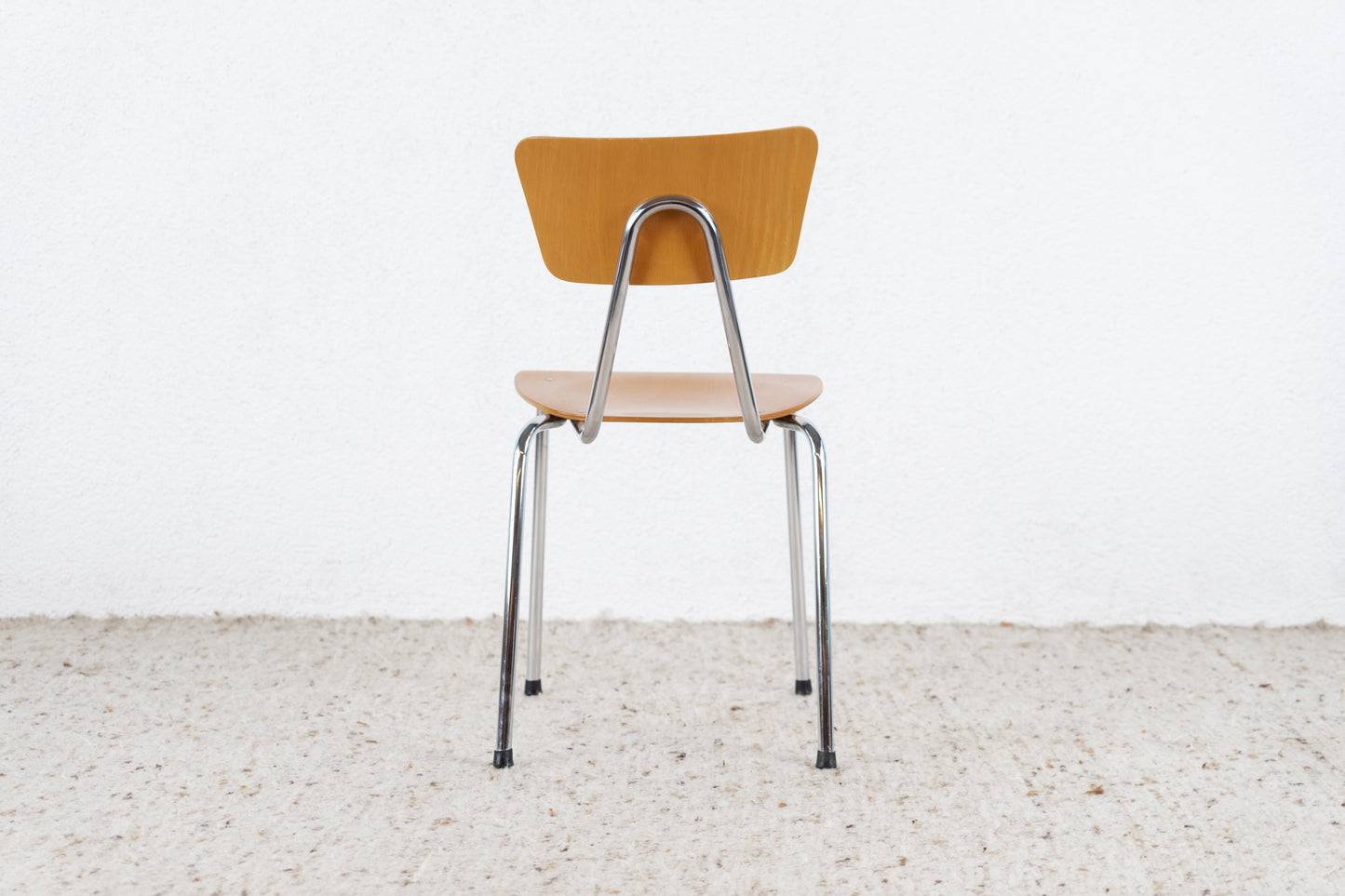 Vintage Stuhl Metall Holz Schulstuhl Chrom Mid Century Esstischstuhl Schreibtischstuhl