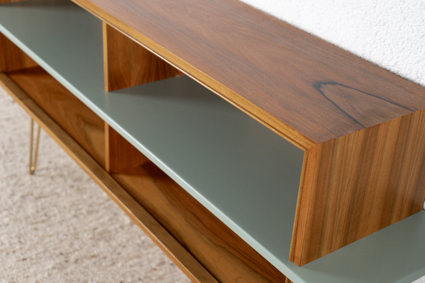Vintage Sideboard Kommode Regal TV Board Holz Nuss Salbei