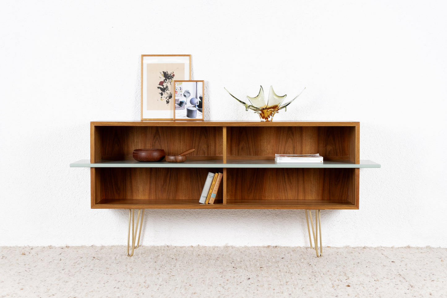 Vintage Sideboard Kommode Regal TV Board Holz Nuss Salbei
