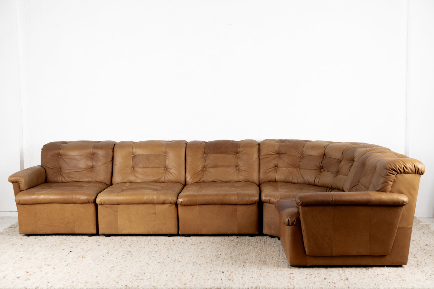 Modulares Vintage Sofa 5 Elemente Kunstleder Braun Mid Century Sessel Couch 1960er