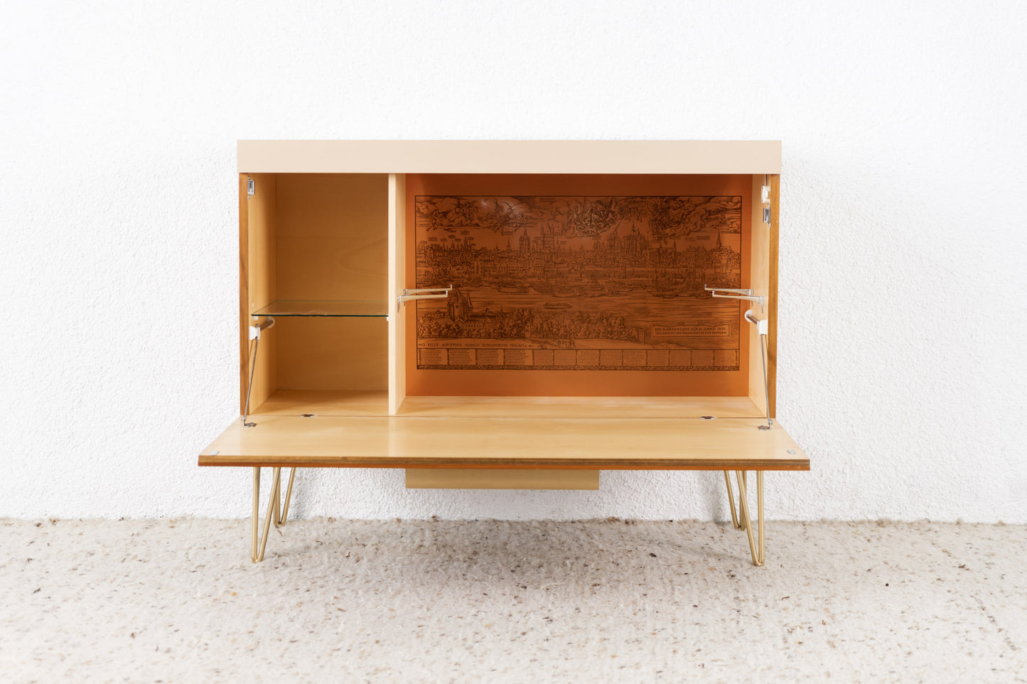Minibar Beleuchtet Vintage Sideboard Holz Nuss Beige
