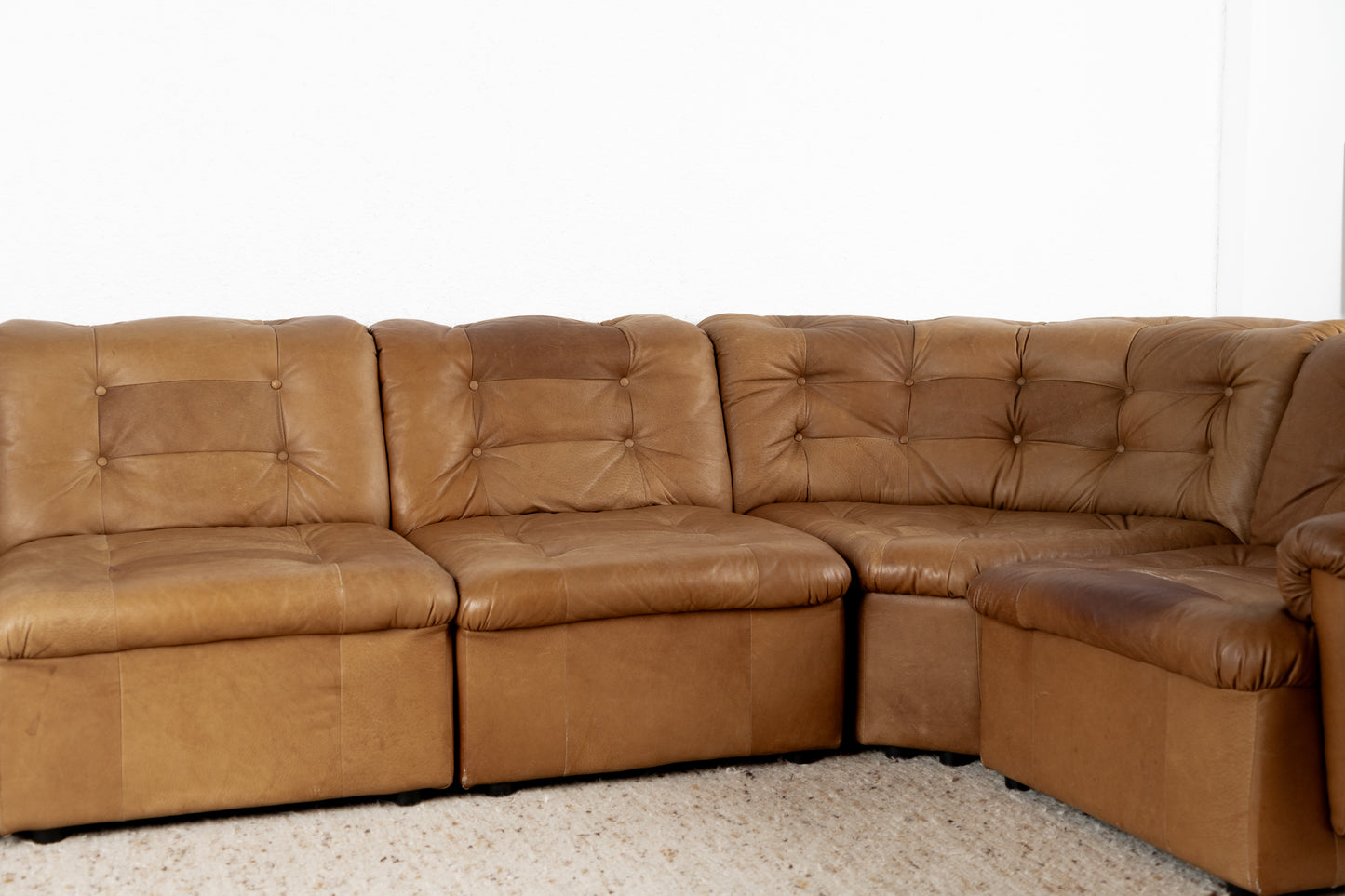 Modulares Vintage Sofa 5 Elemente Kunstleder Braun Mid Century Sessel Couch 1960er