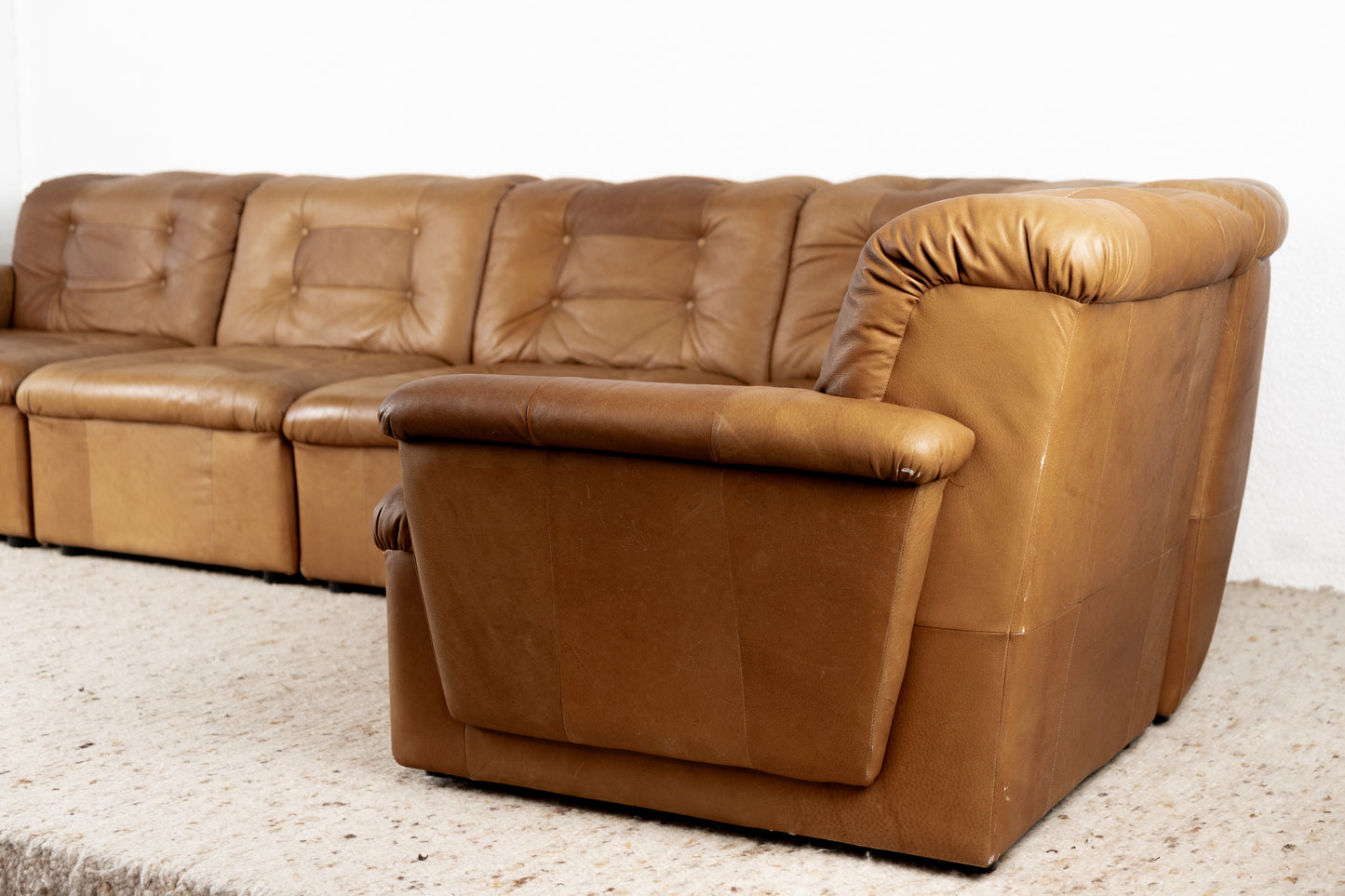 Modulares Vintage Sofa 5 Elemente Kunstleder Braun Mid Century Sessel Couch 1960er