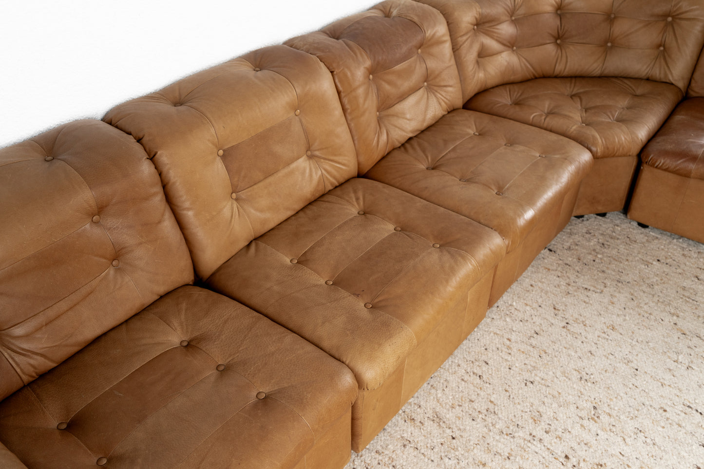 Modulares Vintage Sofa 5 Elemente Kunstleder Braun Mid Century Sessel Couch 1960er