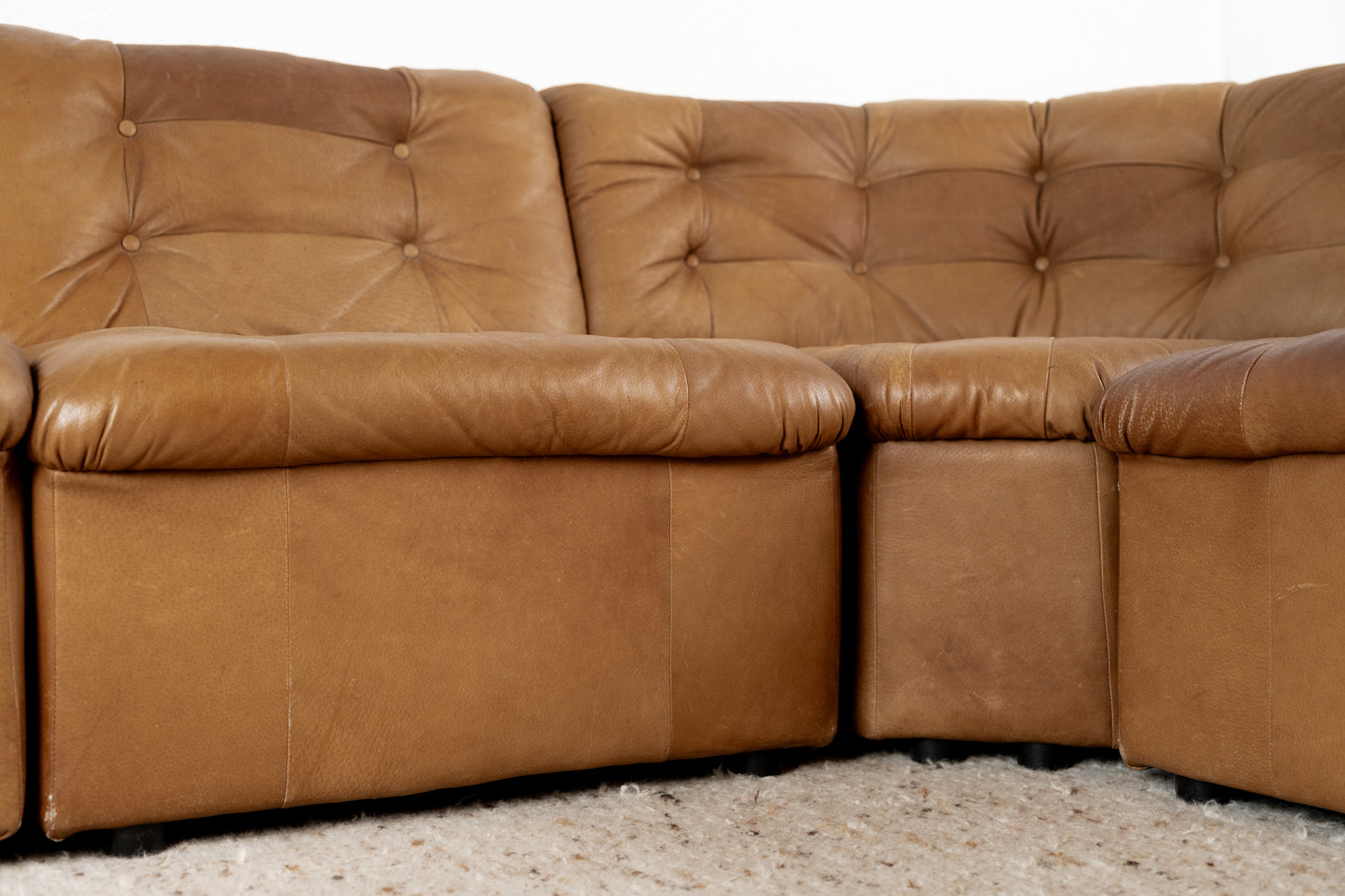 Modulares Vintage Sofa 5 Elemente Kunstleder Braun Mid Century Sessel Couch 1960er