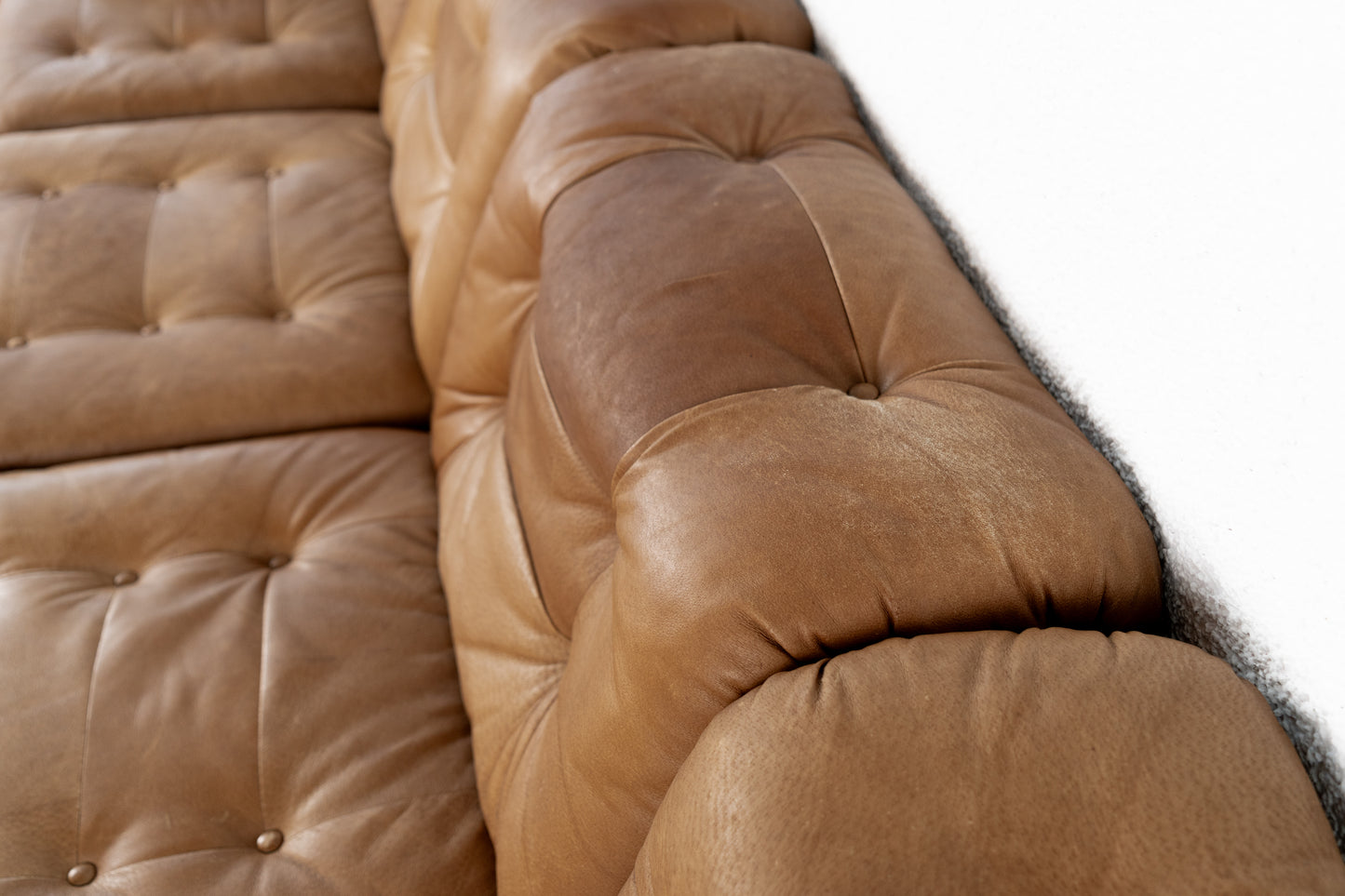 Modulares Vintage Sofa 5 Elemente Kunstleder Braun Mid Century Sessel Couch 1960er