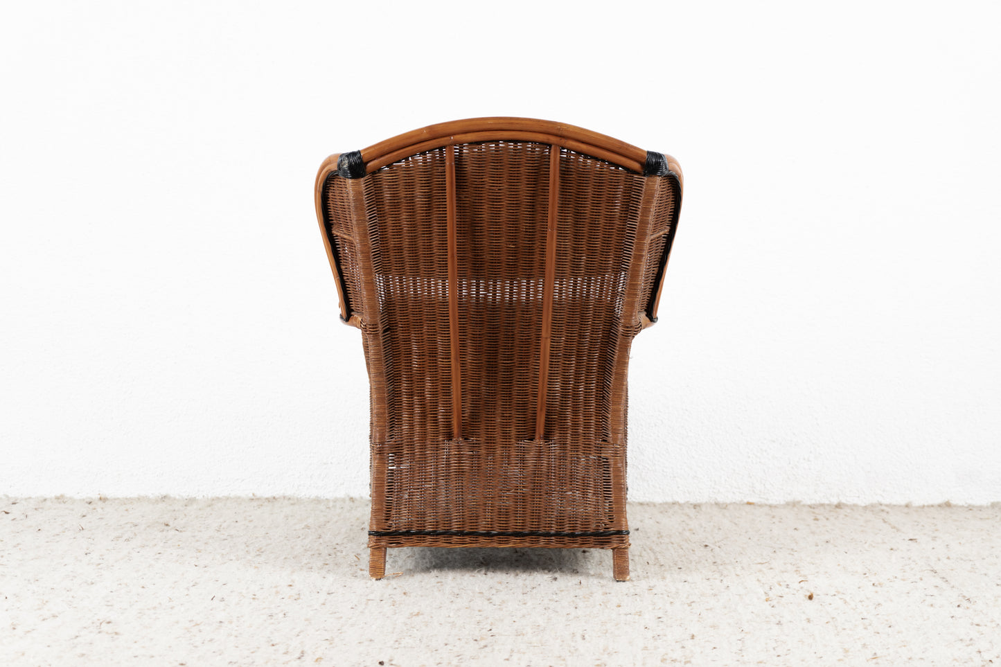 1 von 4 Vintage Sessel Boho Ohrensessel Bambus Balkon Terasse Garten Rattan