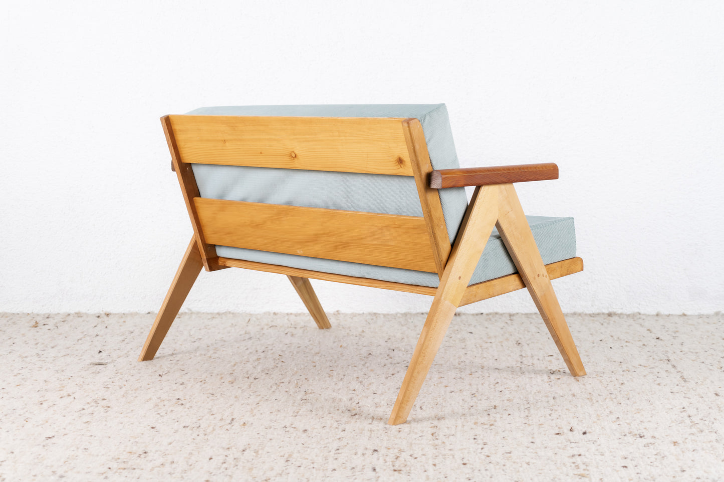 Vintage Vollholz Sofa / Couch mid century salbei 2er Sessel Stuhl