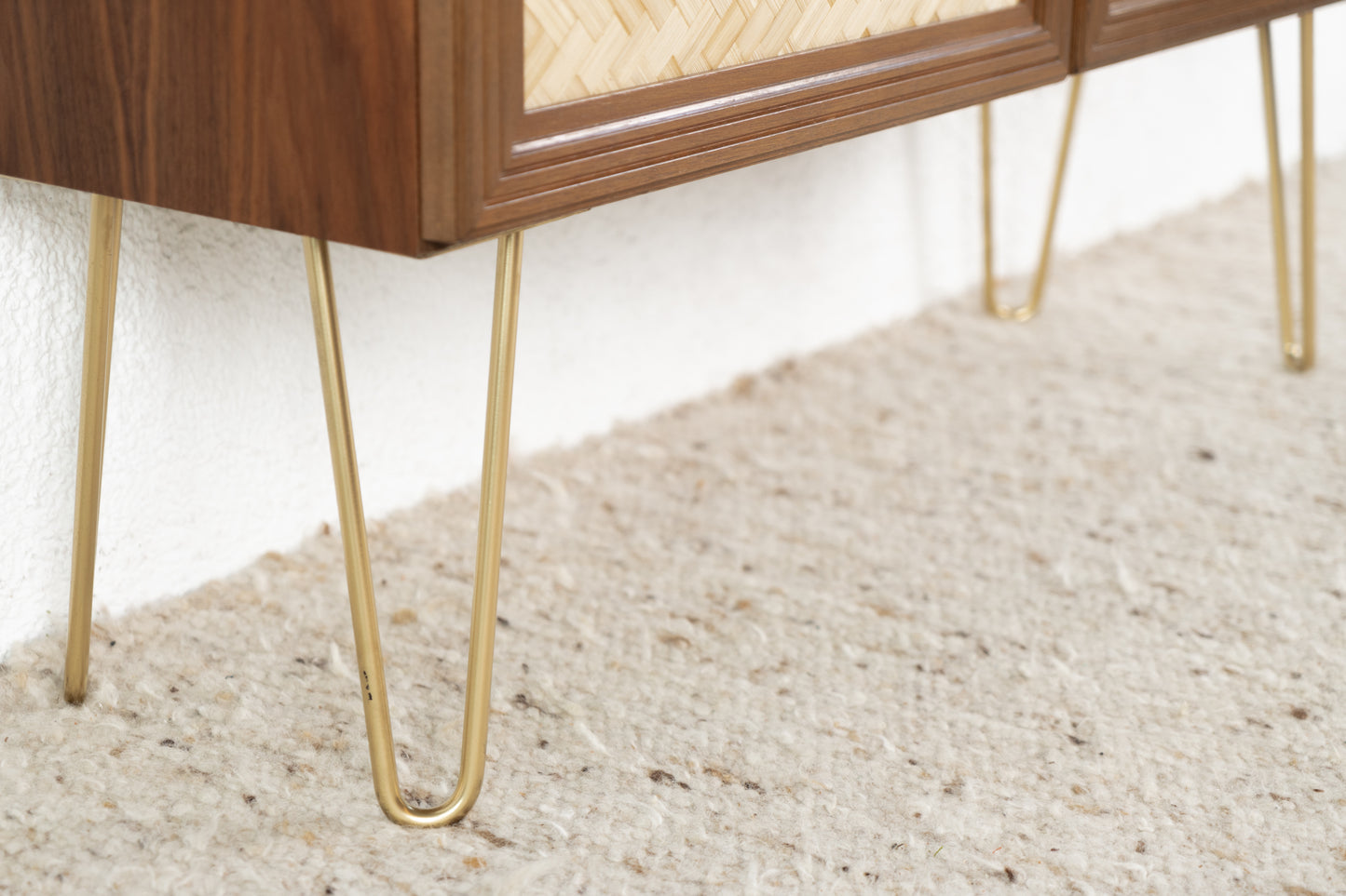 Vintage Kommode Schrank Holz Geflecht Sideboard