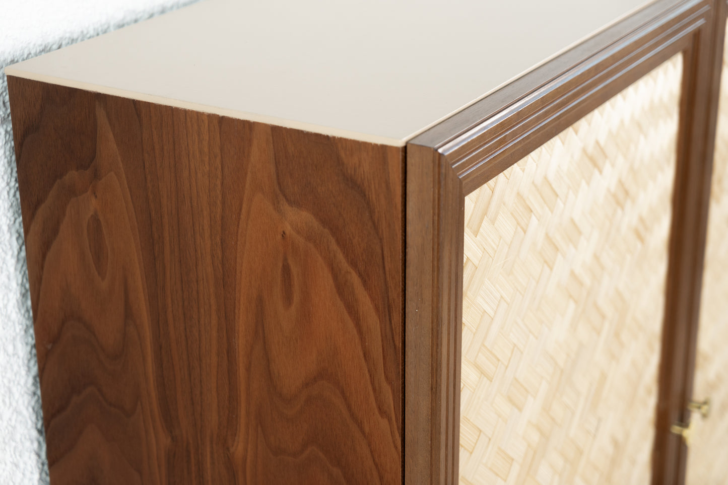 Vintage Kommode Schrank Holz Geflecht Sideboard