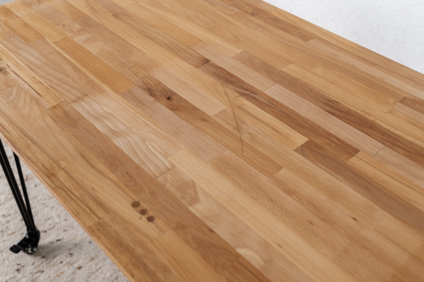 Massivholz Buche Esstisch / Schreibtisch mit Rollen