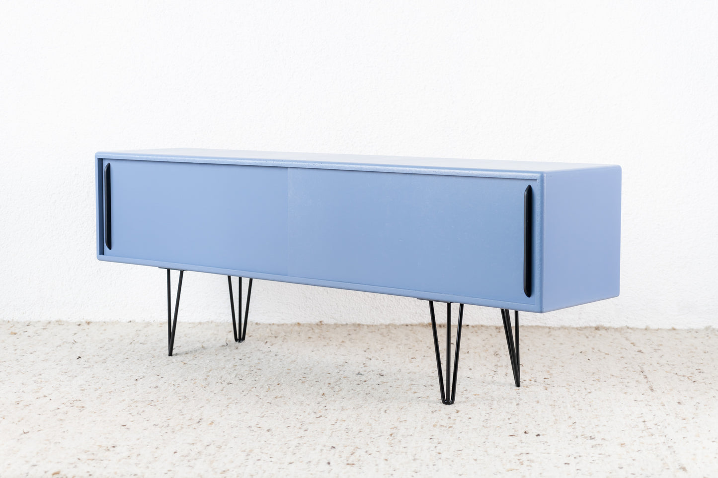 R&F Sideboard Holz Recycling Kommode Taupe Tv Board Schiebetüren Mid Century Space age Design