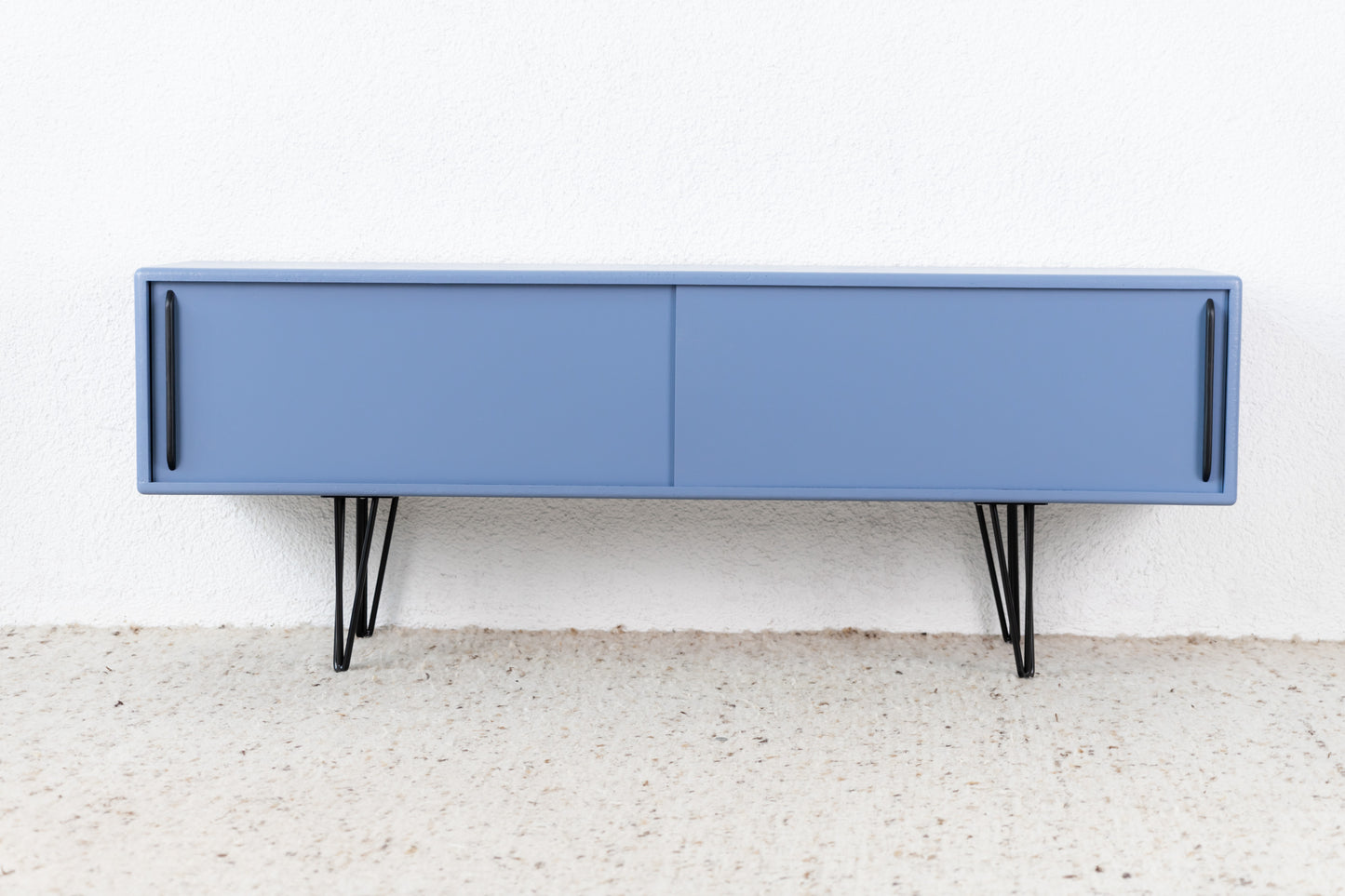 R&F Sideboard Holz Recycling Kommode Taupe Tv Board Schiebetüren Mid Century Space age Design