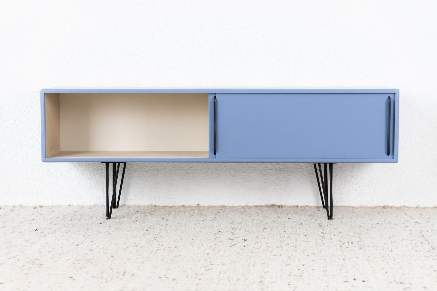 R&F Sideboard Holz Recycling Kommode Taupe Tv Board Schiebetüren Mid Century Space age Design