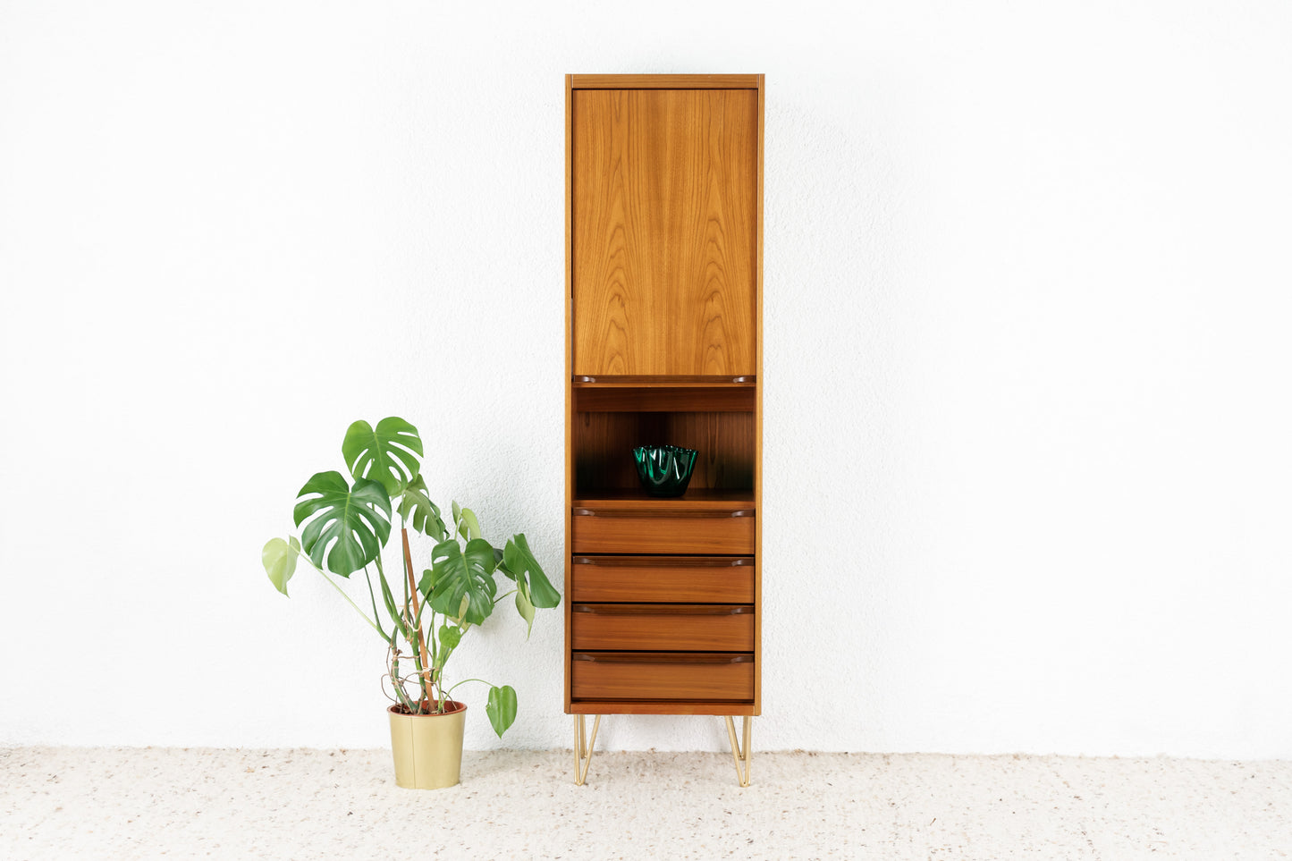 Vintage Nuss Schrank Schubladen