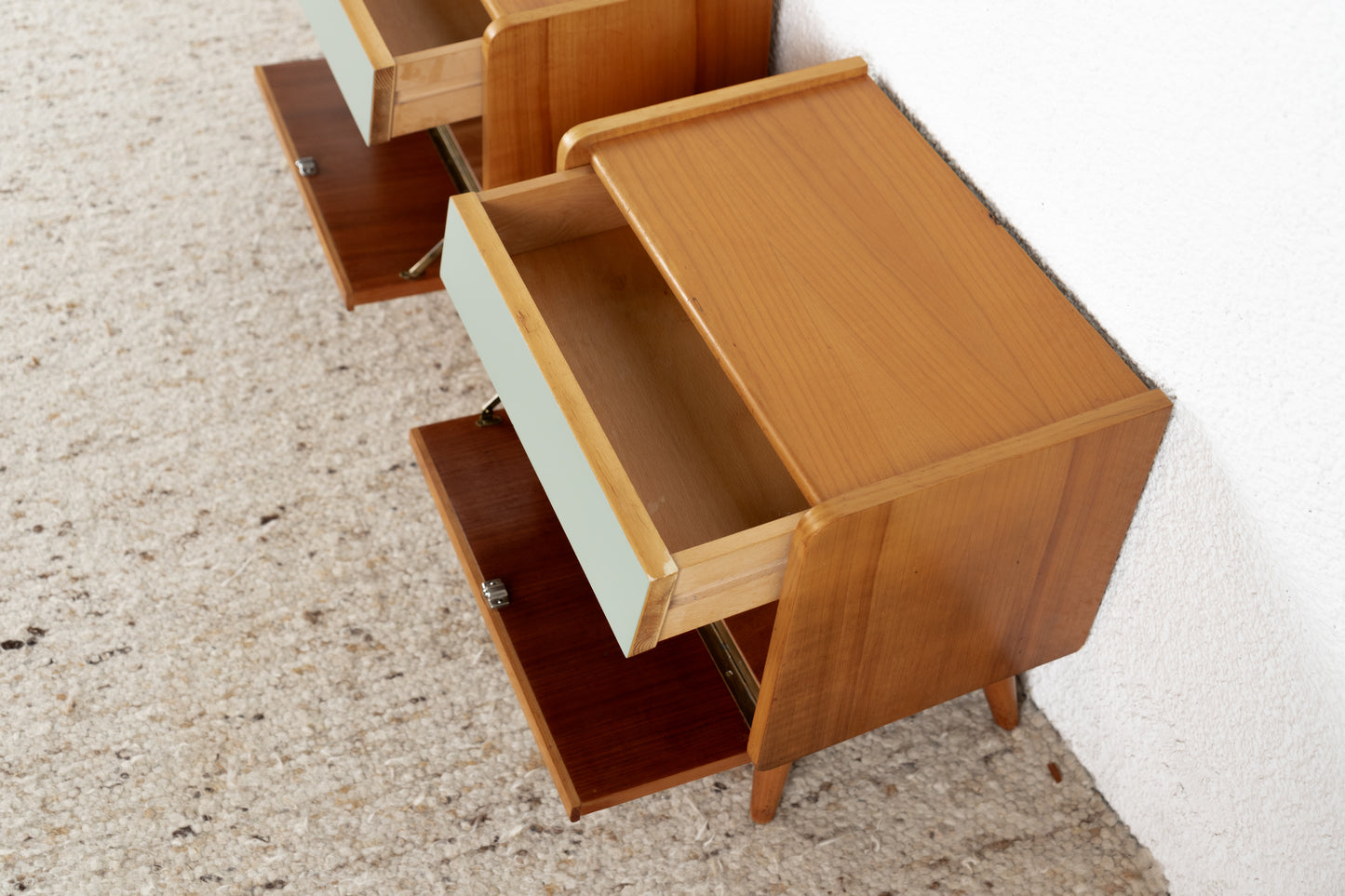 Vintage 2er Set Nachttische Mid Century Holz DDR 1960er Kommode Schlafzimmer Bett