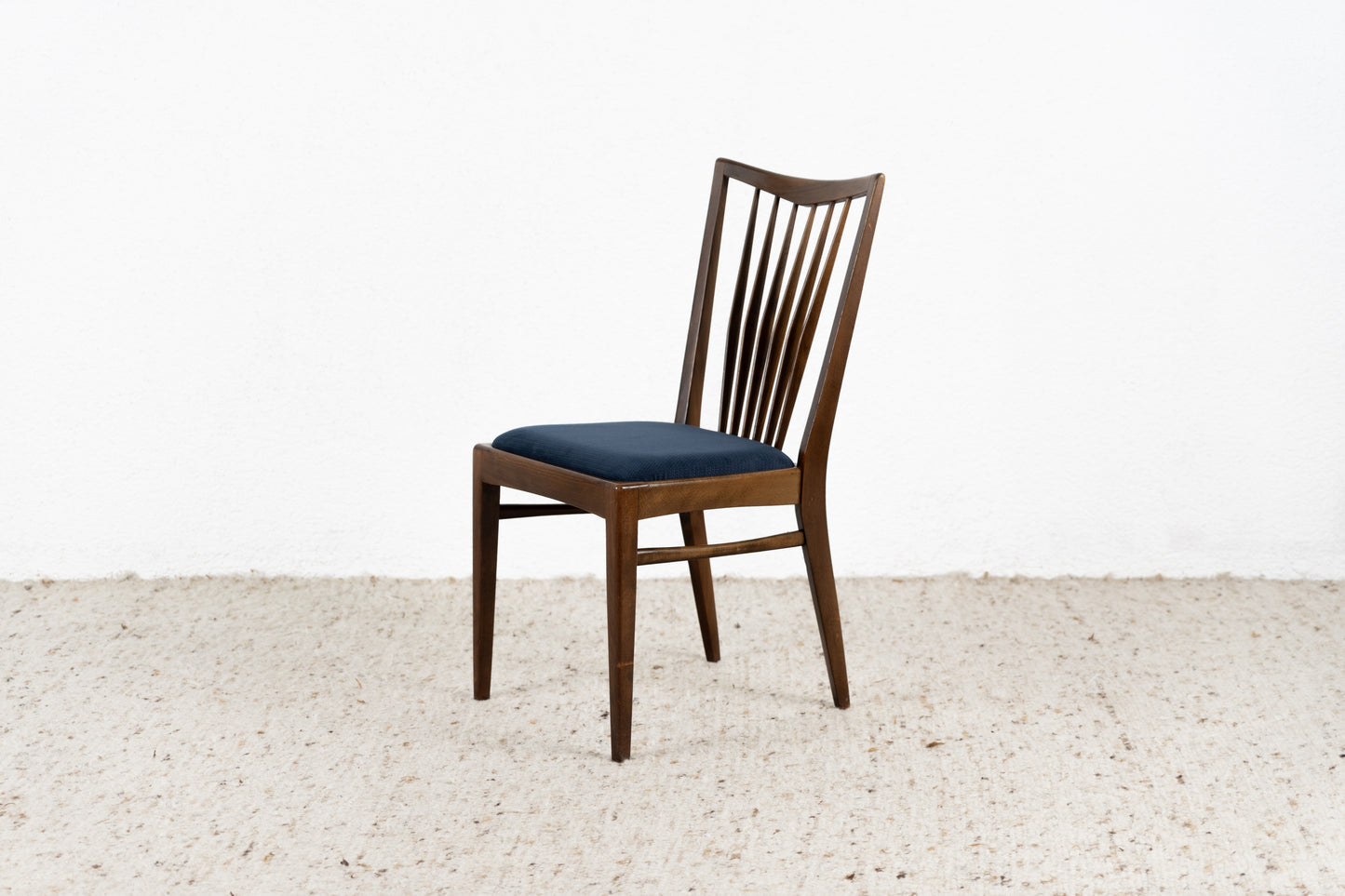 Vintage Stuhl Holz Polster Blau Küche Wohnzimmer Esstisch 60s Mid Century