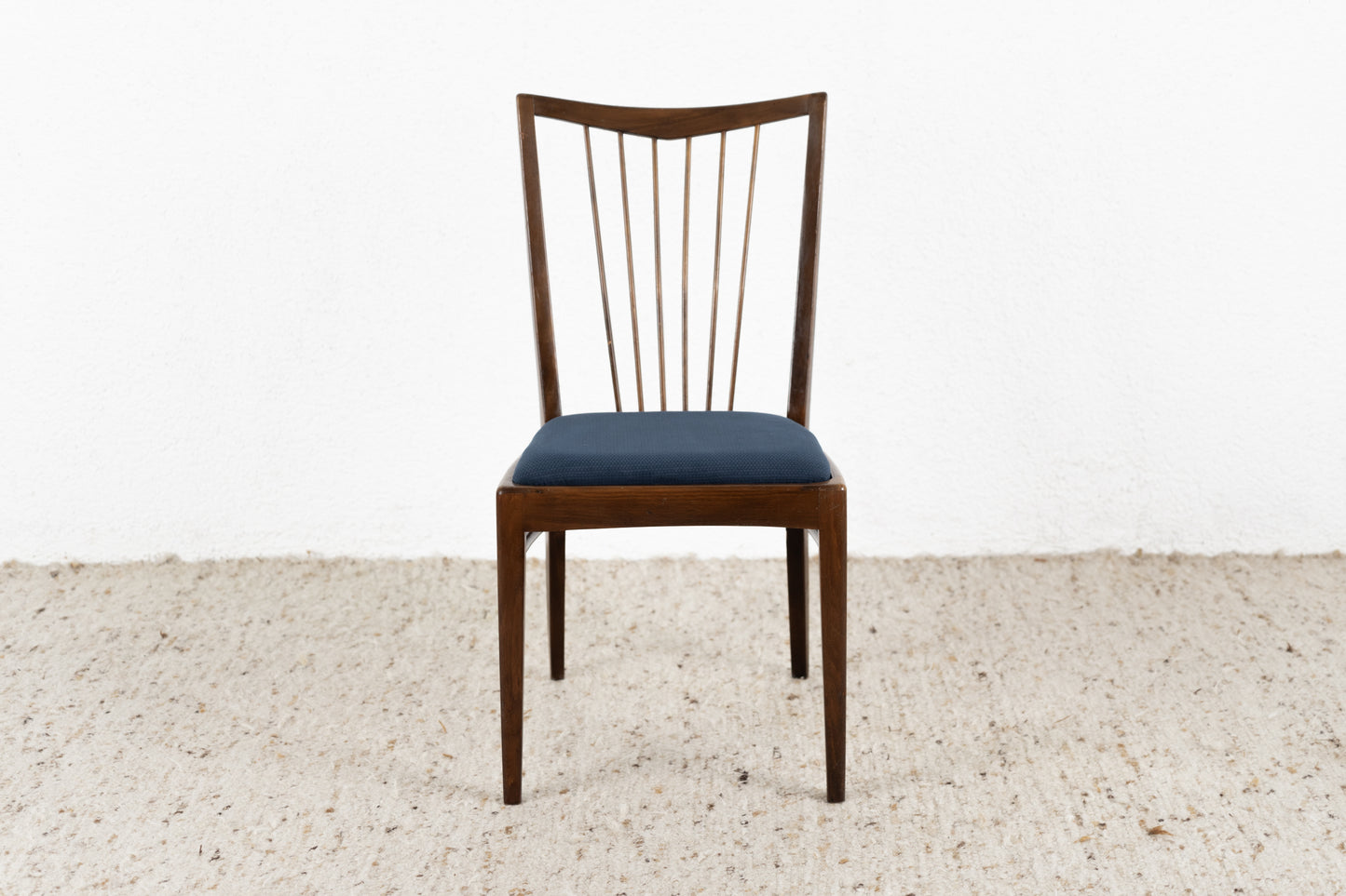 Vintage Stuhl Holz Polster Blau Küche Wohnzimmer Esstisch 60s Mid Century