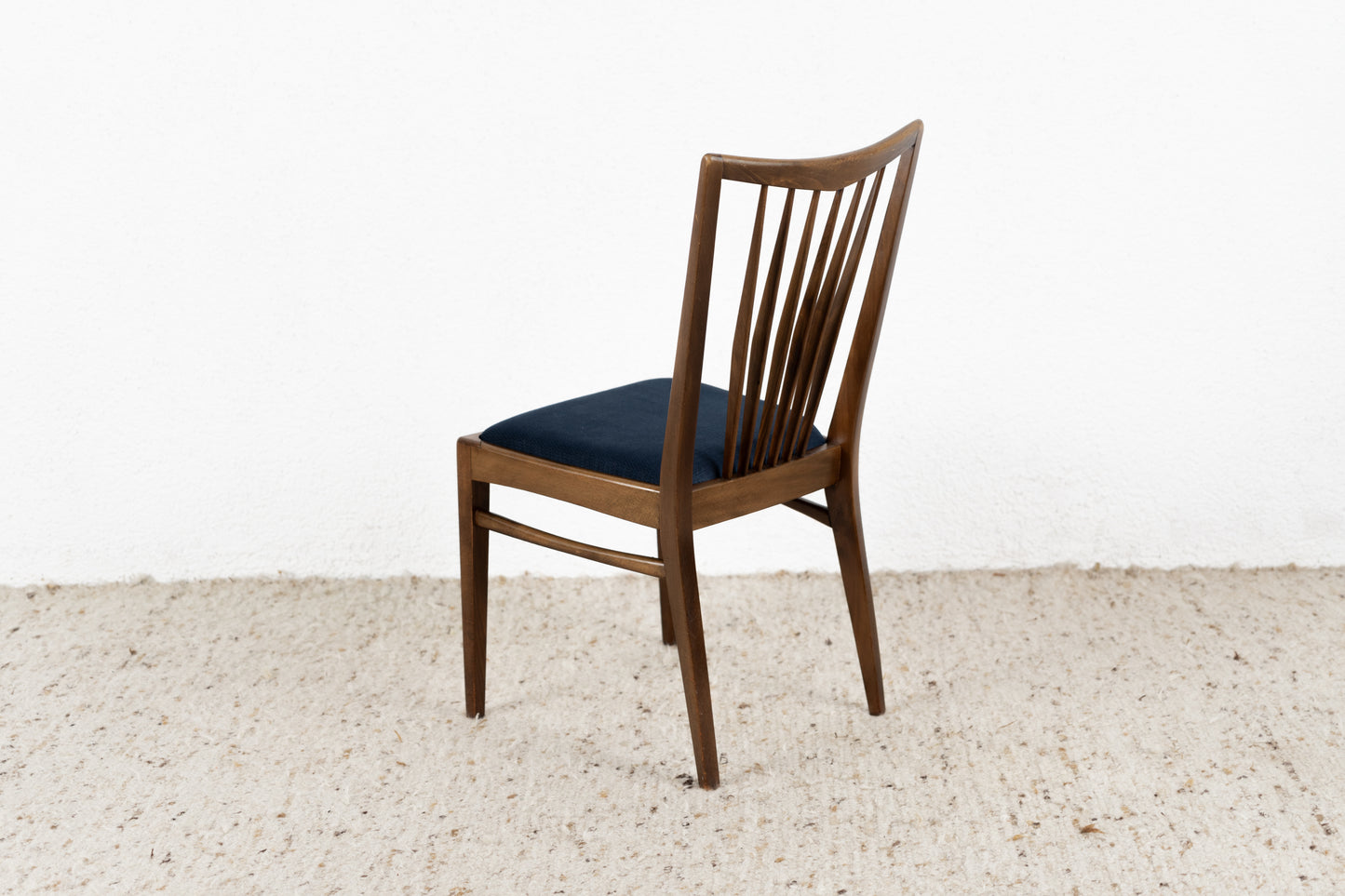 Vintage Stuhl Holz Polster Blau Küche Wohnzimmer Esstisch 60s Mid Century