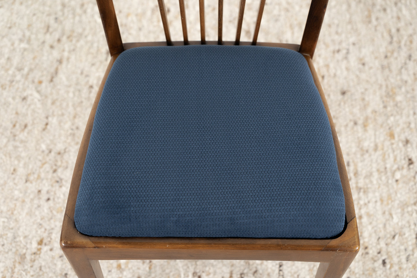 Vintage Stuhl Holz Polster Blau Küche Wohnzimmer Esstisch 60s Mid Century