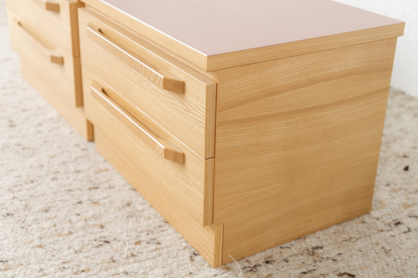 2er Set Nachttisch Vintage Holz Altrosa Kommode Ablage