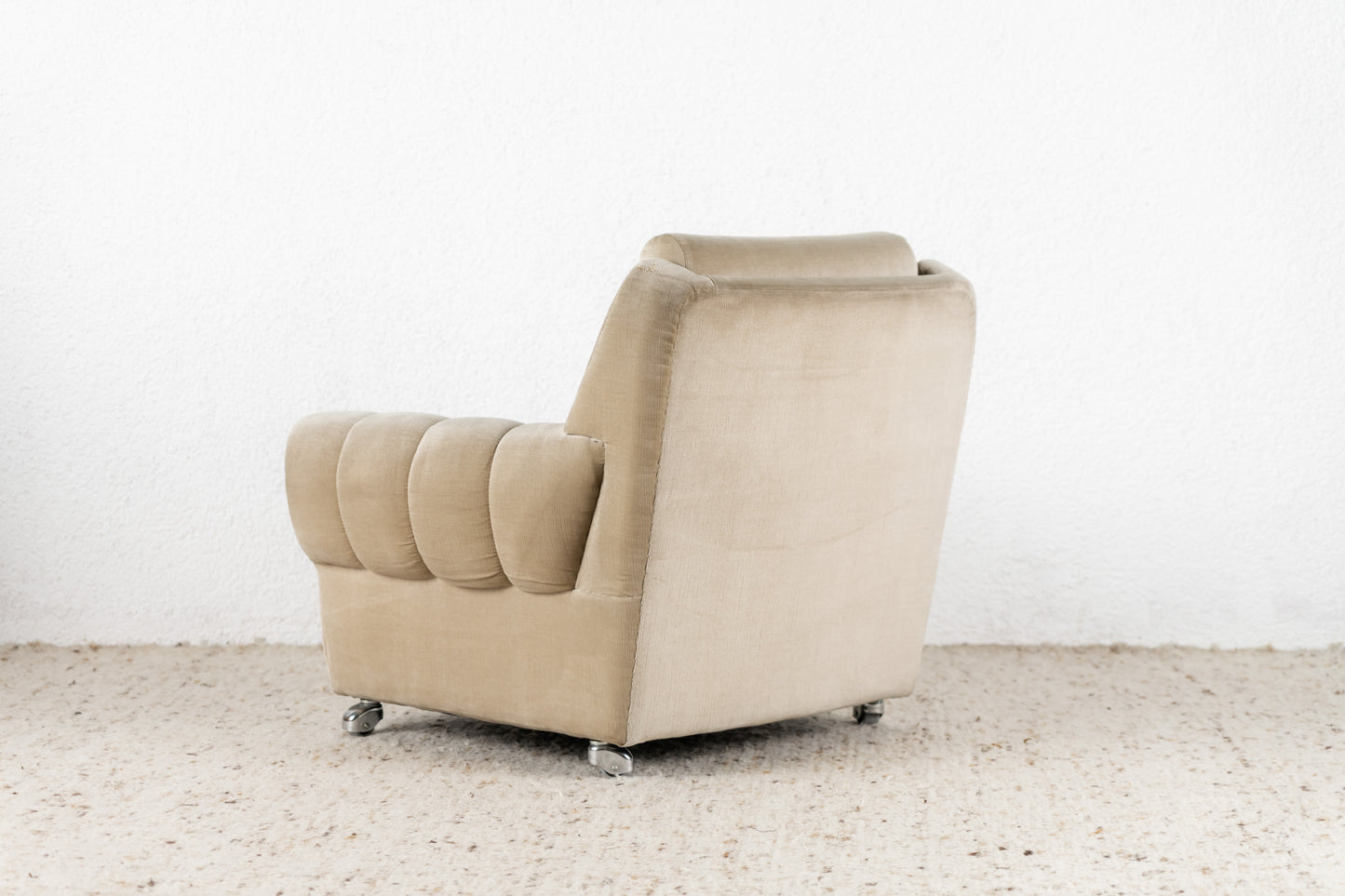 Vintage Sessel Rollen mid century grau