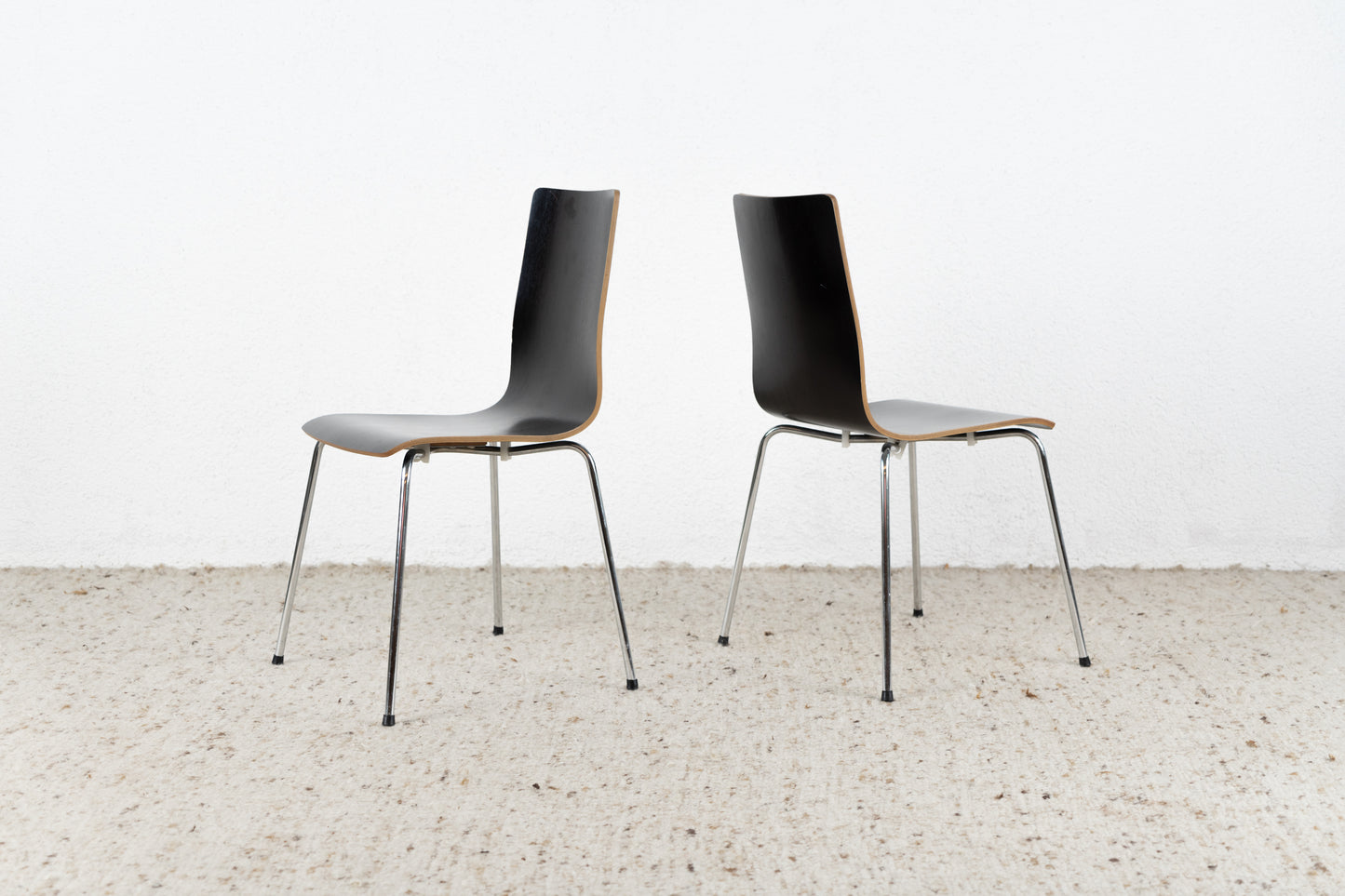 2er Set Stühle Schichtholz Chromgestell Esstisch Küche Stuhl Schwarz