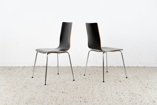 2er Set Stühle Schichtholz Chromgestell Esstisch Küche Stuhl Schwarz