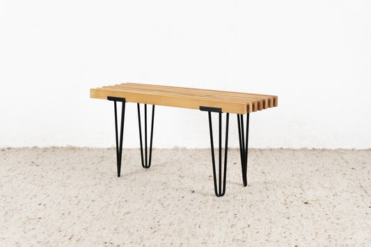 Vintage R&F Sitzbank Massivholz Bank Stuhl Flur Esszimmer Schlafzimmer Mid Century