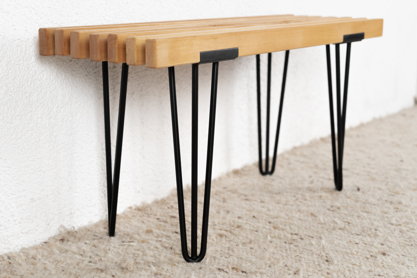 Vintage R&F Sitzbank Massivholz Bank Stuhl Flur Esszimmer Schlafzimmer Mid Century