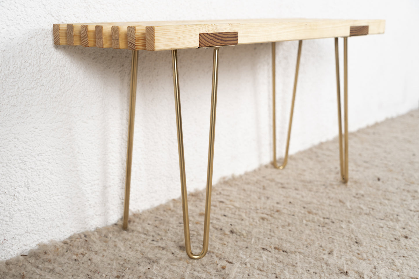 Vintage R&F Sitzbank Massivholz Mid Century Bank Stuhl Esszimmer Flur