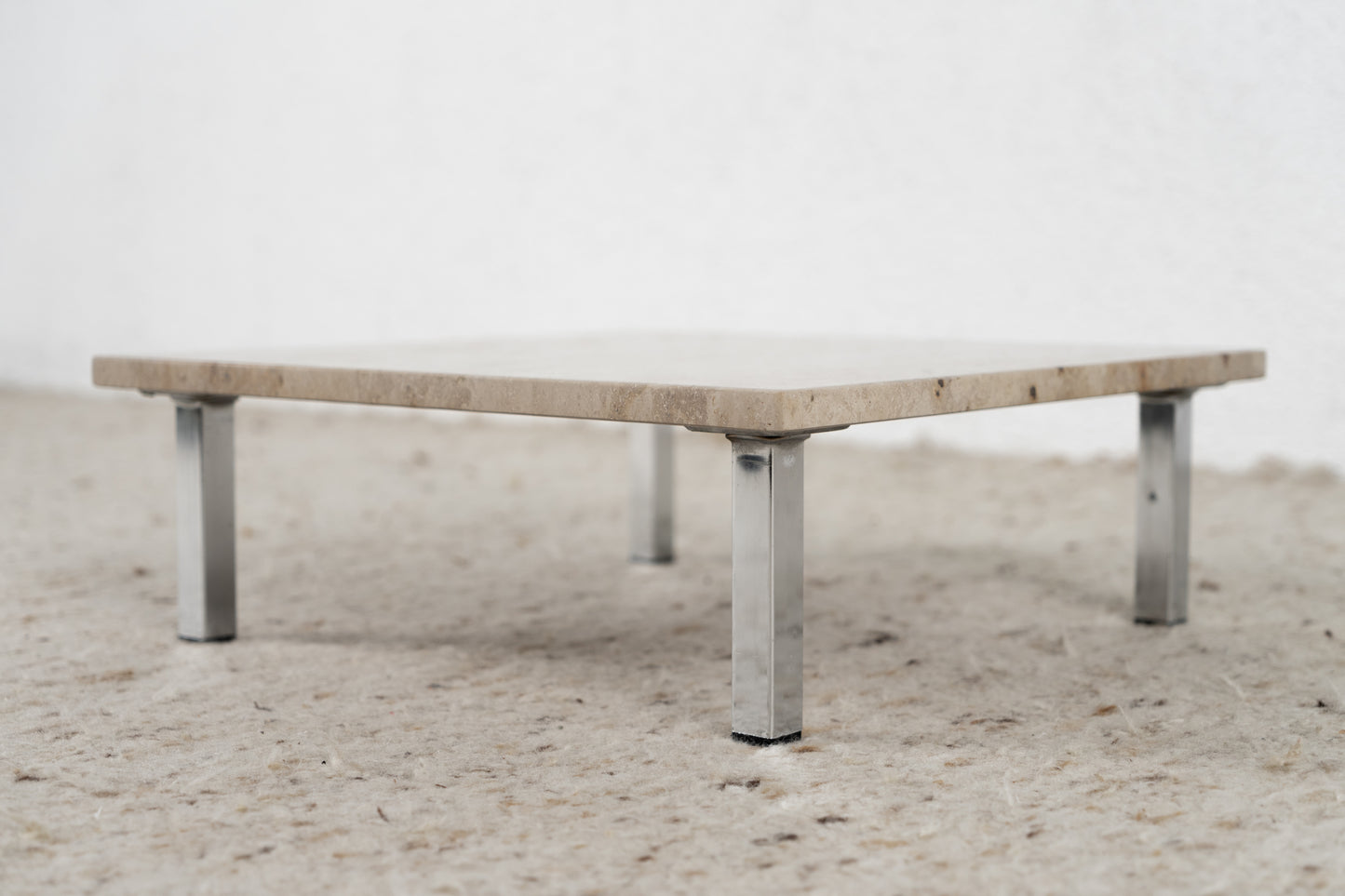 Vintage Beistelltisch Blumentisch Couchtisch Stein Chrom Mid Century