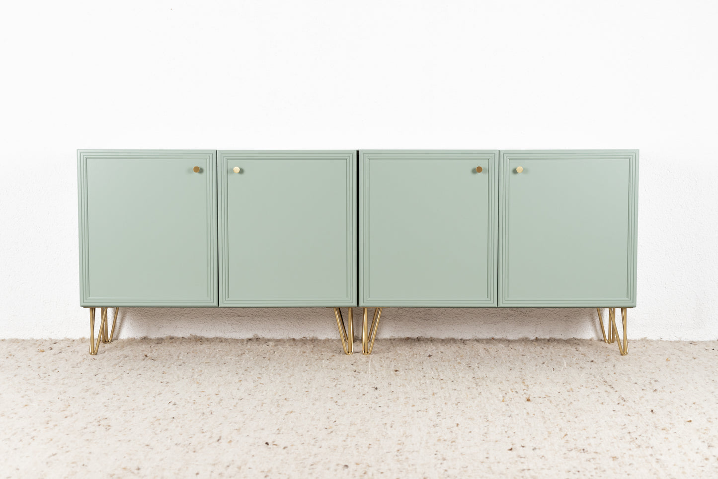 1 von 2 Vintage Kommode Sideboard Salbei Gold Schränkchen Pastell