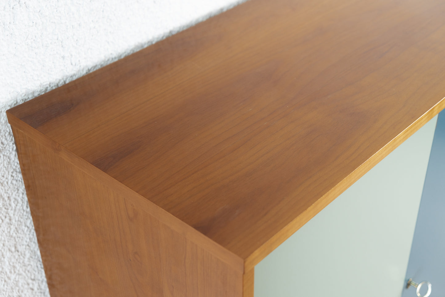 Vintage Schrank Kommode Holz Mid Century Blau Kleiderschrank 60s