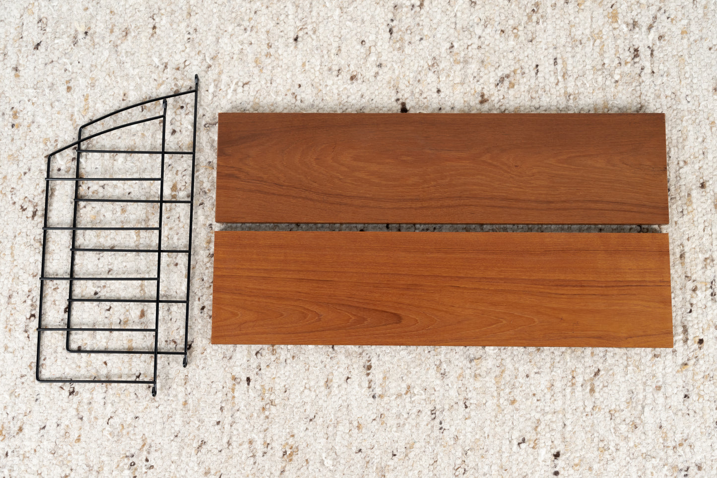 Stringregal Vintage Holz Metall Wandregal Bücher Teak String Leiter Schwarz