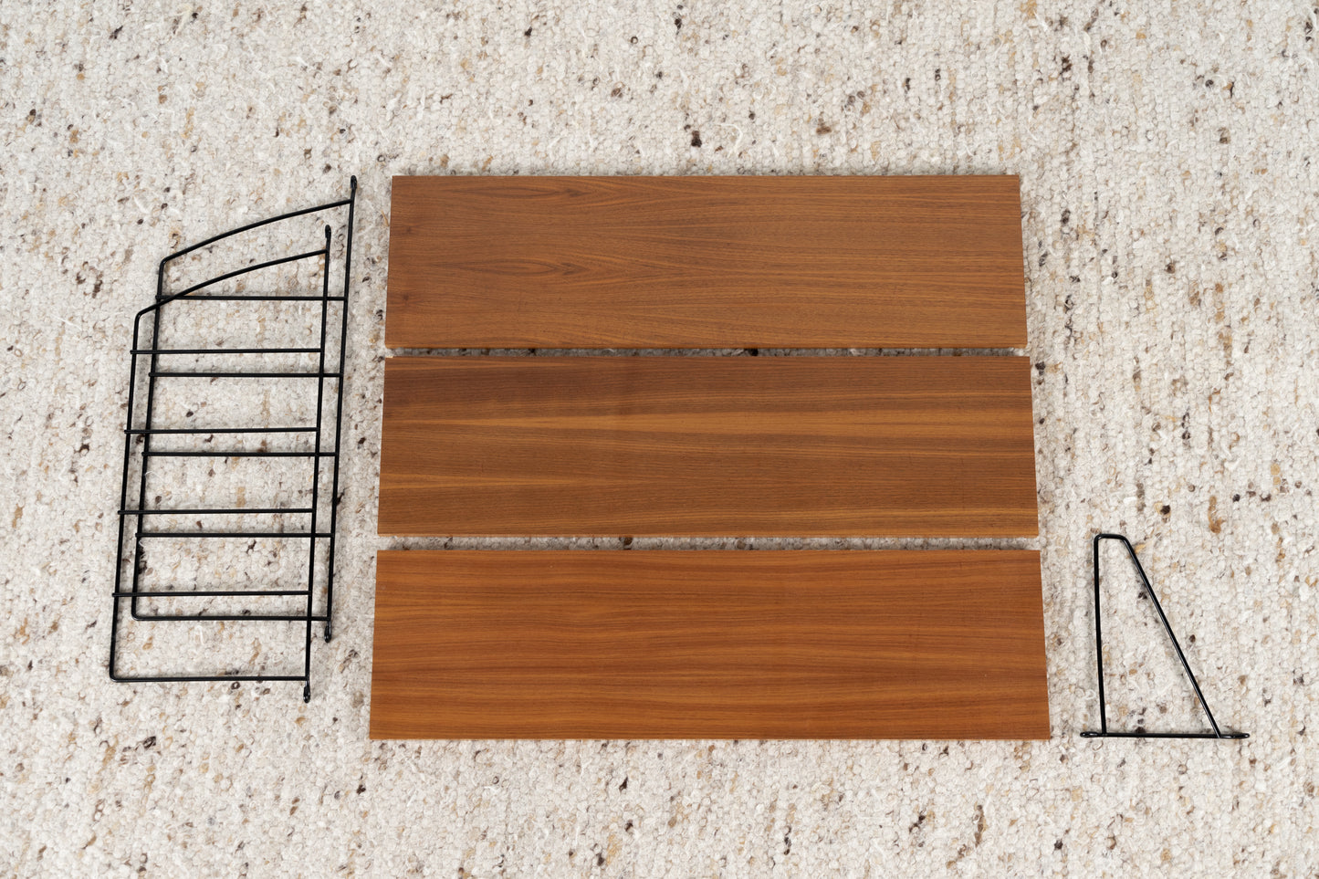 Stringregal Vintage Holz Metall Wandregal Bücher Nuss Regal String Schwarz Leiter 60s