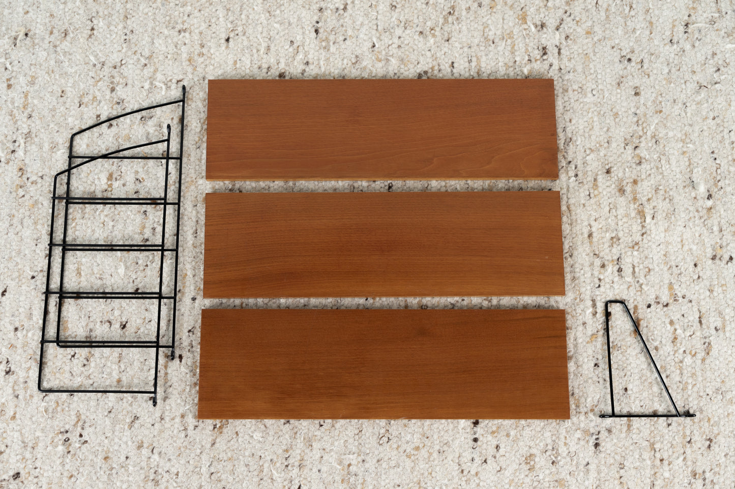 Stringregal Vintage Holz Metall Wandregal Bücher Leider Teak Mid Century Regal