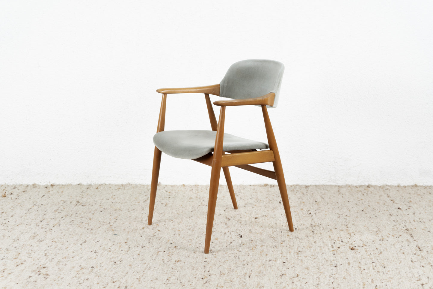 Vintage Casala Stuhl Sessel Holz Samt Mid Century Armlehne