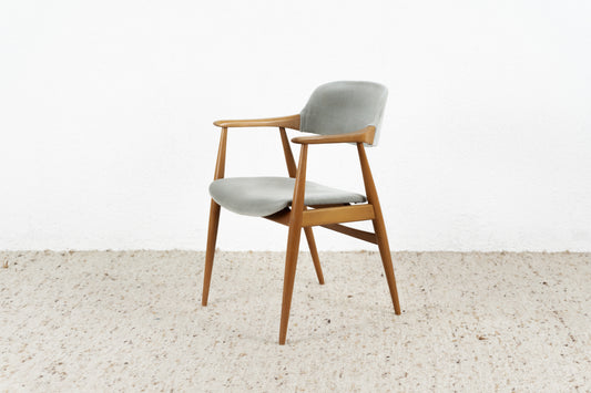 Vintage Casala Stuhl Sessel Holz Samt Mid Century Armlehne