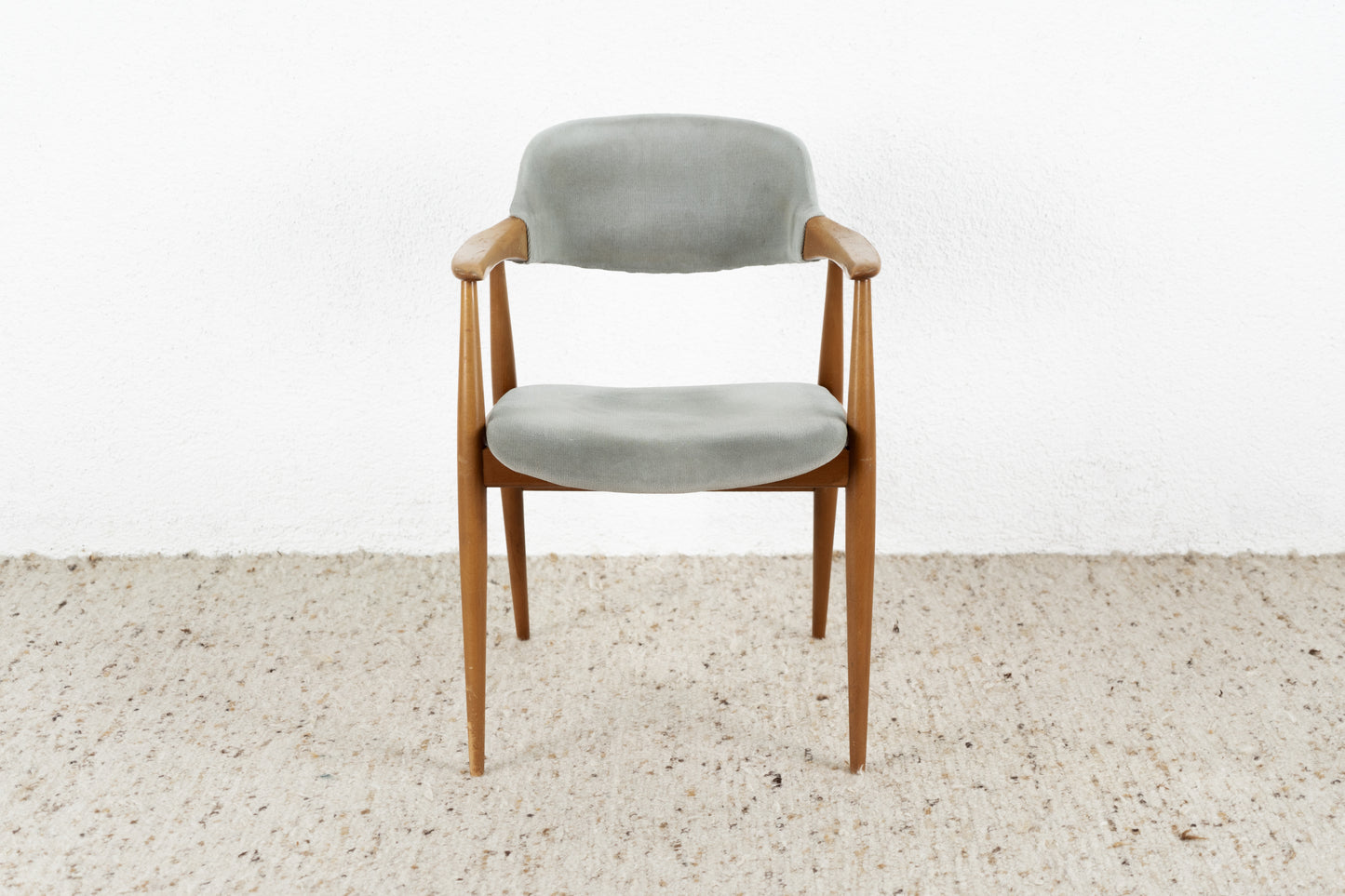 Vintage Casala Stuhl Sessel Holz Samt Mid Century Armlehne