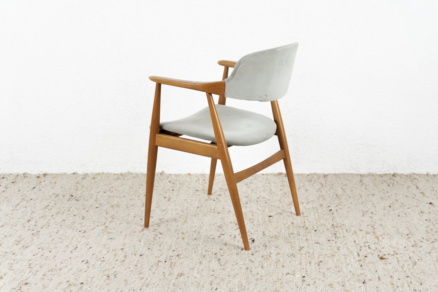 Vintage Casala Stuhl Sessel Holz Samt Mid Century Armlehne