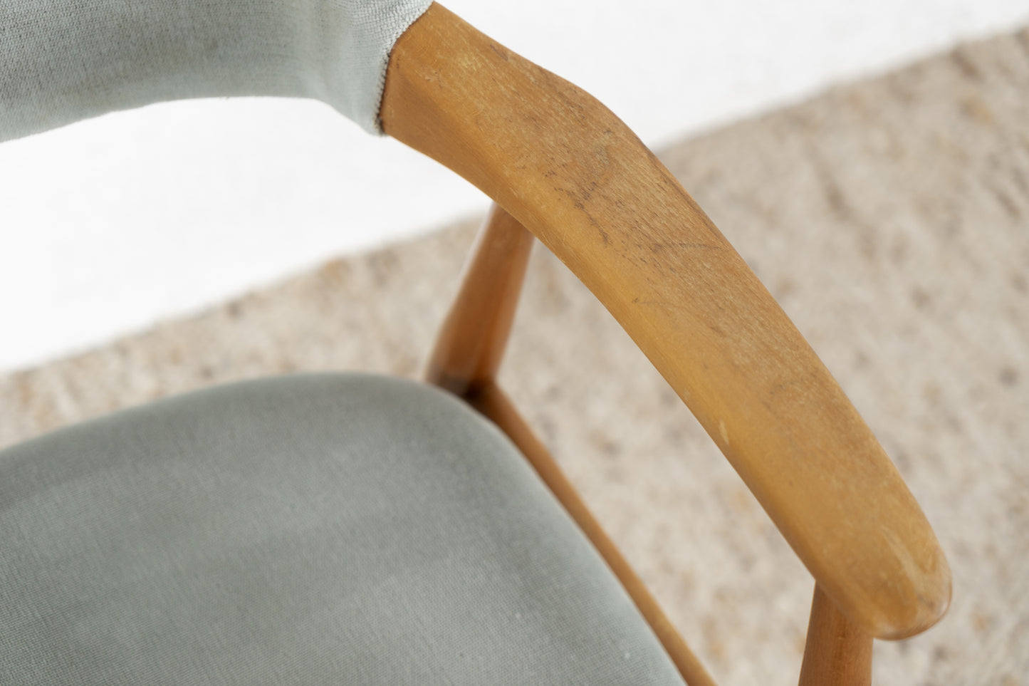 Vintage Casala Stuhl Sessel Holz Samt Mid Century Armlehne