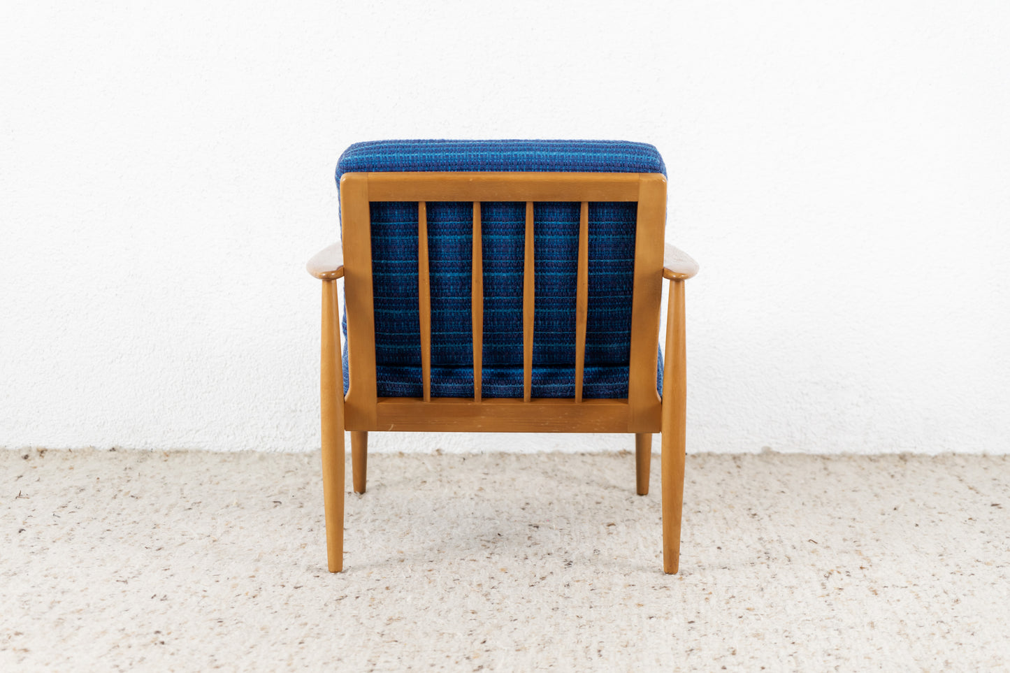 1 von 2 Vintage Sessel Buche blau Mid Century Armchair Holz