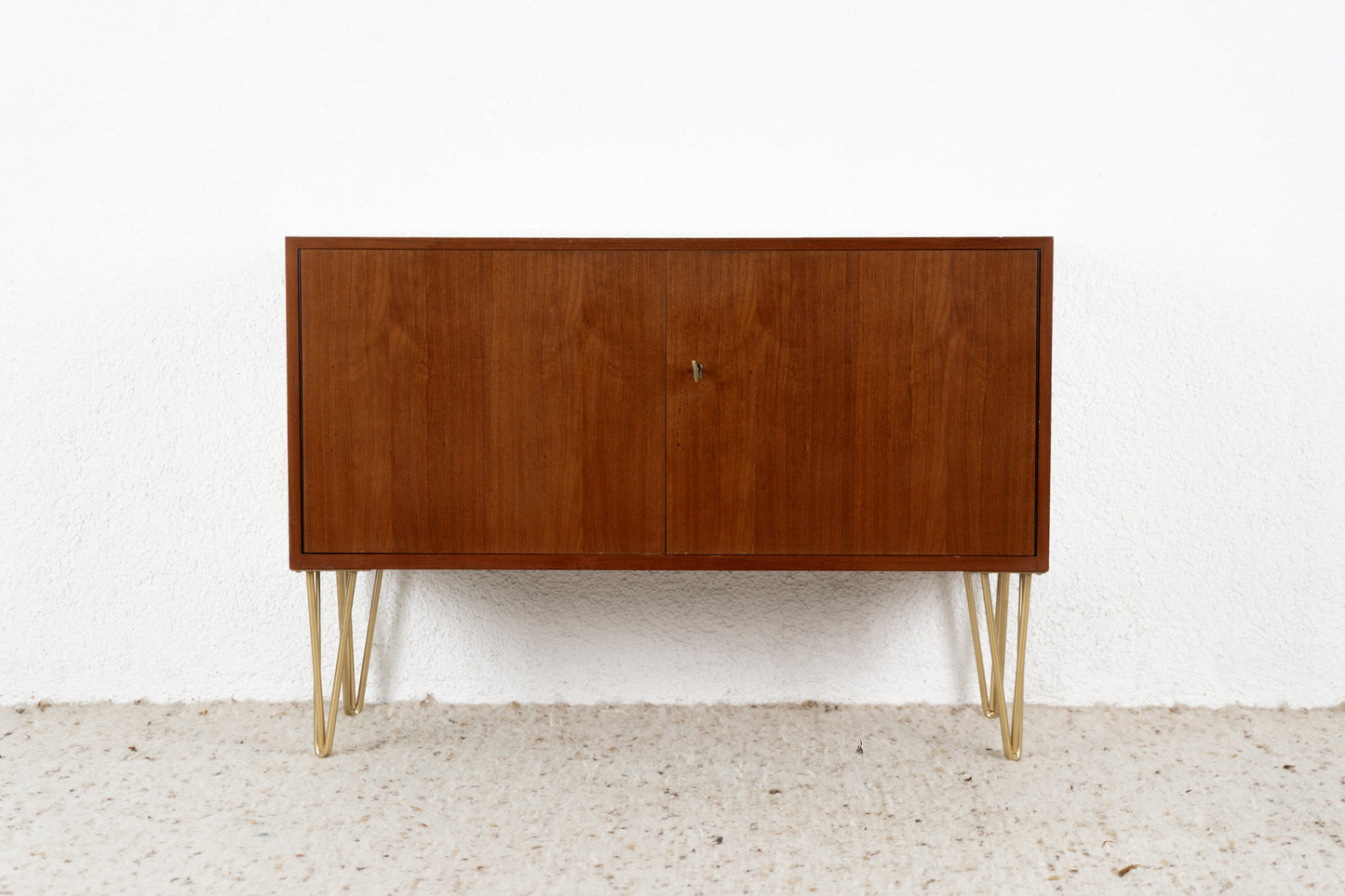 Vintage Kommode Sideboard Mid Century Holz Creme Sand Nuss Tv Board