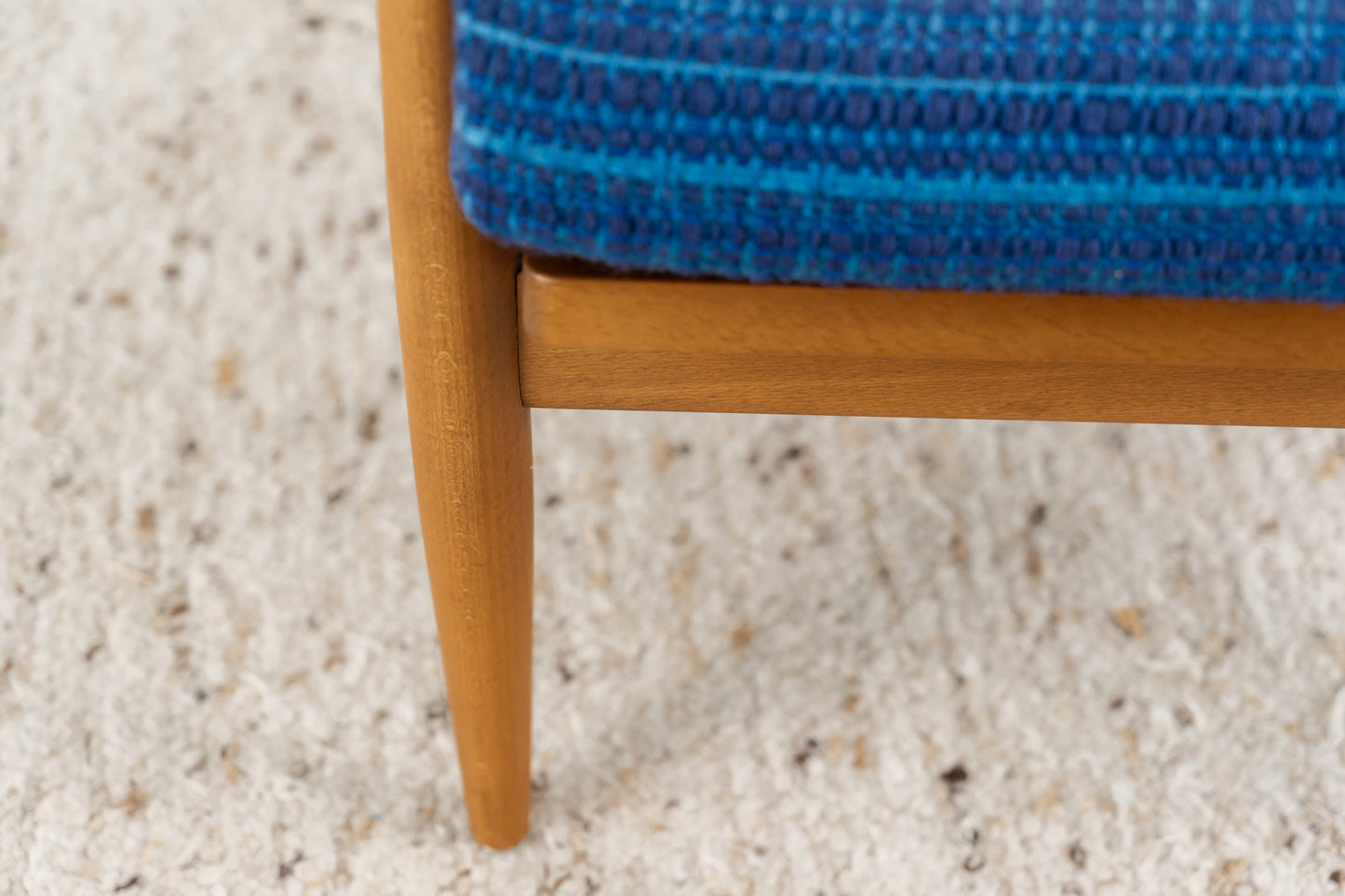 1 von 2 Vintage Sessel Buche blau Mid Century Armchair Holz