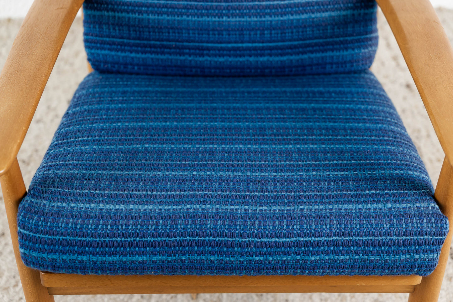 1 von 2 Vintage Sessel Buche blau Mid Century Armchair Holz
