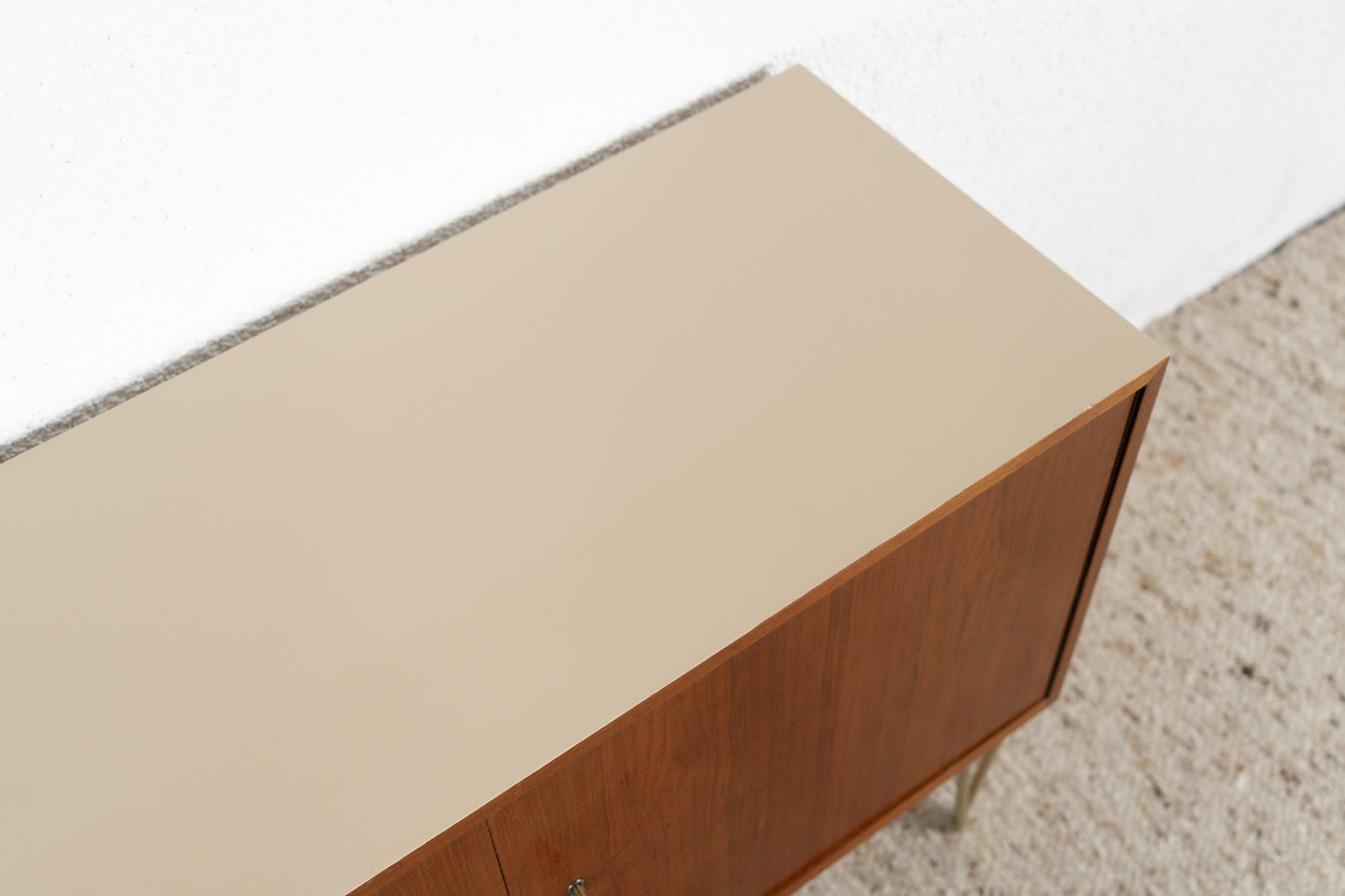 Vintage Kommode Sideboard Mid Century Holz Creme Sand Nuss Tv Board
